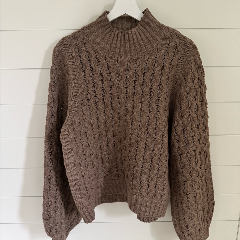 Gentle Fawn Brown Cowl Neck Cable Knit Sweater